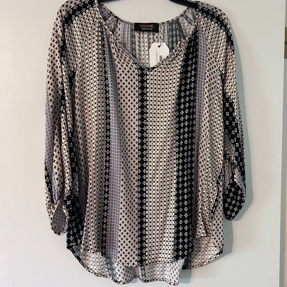 Renee C. Top Black and Cream